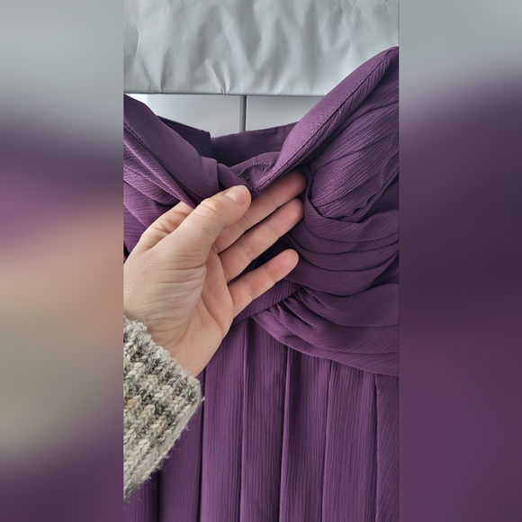 David's Bridal long strapless plum dress - Picture 4 of 8